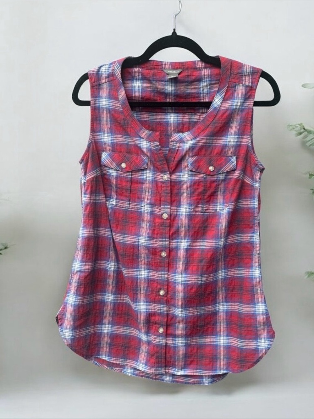 Eddie Bauer Women’s Plaid Sleeveless Top Size XS